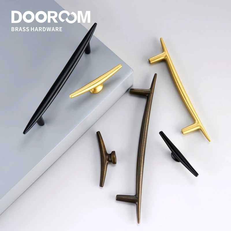 Ручки из латуни Dooroom современные скандинавские свежие Длинные тяги шкаф комод