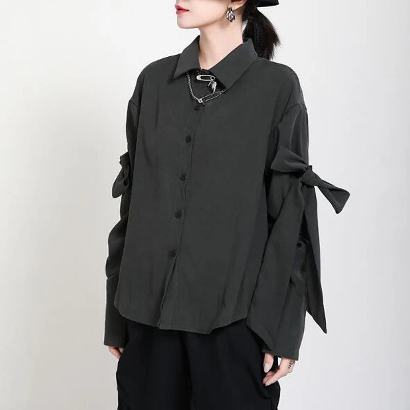 Cultiseed Women Personality Lacing Up Bow Long Sleeve Shirts Female Autumn New Solid Color Loose Office Work Party Blouses Tops 
Cultiseed Women Personality Lacing Up Bow Long Sleeve Shirts Female Autumn New Solid Color Loose Office Work Party Blouses Tops