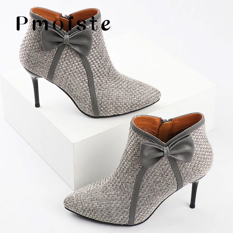 Heeled Ankle Boots Knitting Fashion Designer Women Shoes Butterfly Weave Spring and Autumn black Zipper Boot
Heeled Ankle Boots Knitting Fashion Designer Women Shoes Butterfly Weave Spring and Autumn black Zipper Boot