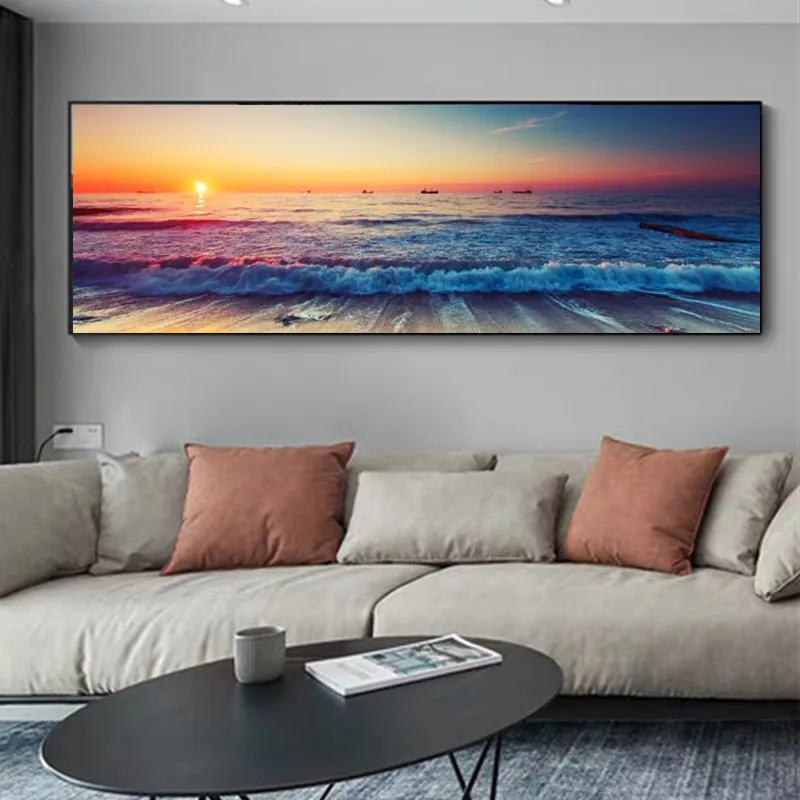 

Sunset By The Sea Canvas Paintings On The Wall Art Posters And Prints Ocean Waves Art Pictures For Bed Room Wall Decor Cuadros