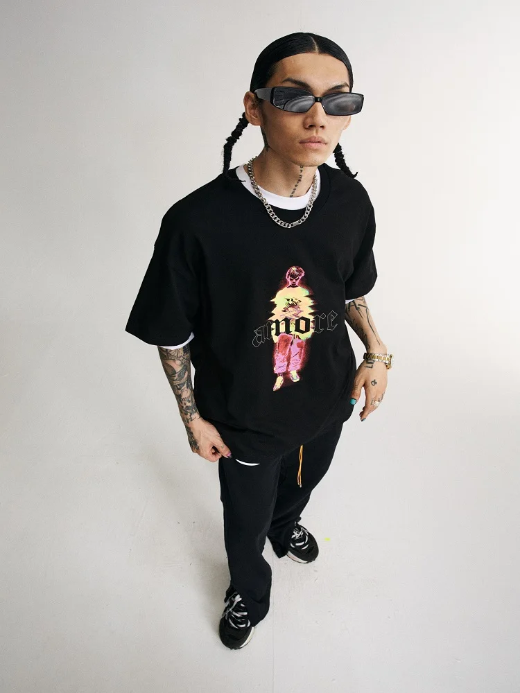 2021 spring and summer new street hit color character print round neck cotton T-shirt short-sleeved men
2021 spring and summer new street hit color character print round neck cotton T-shirt short-sleeved men