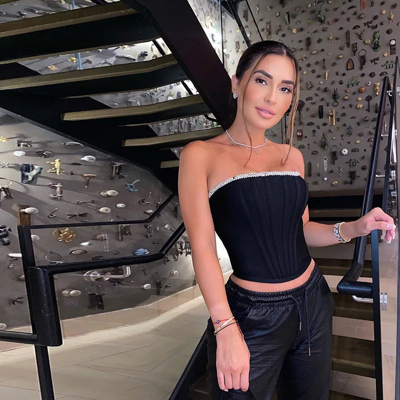 Women's Corset Top Y2k Clothes Crop Top Rhinestone Strapless Tanks And Camis Top Female Clothing Fairy Grunge Basic Crop Tops
Women's Corset Top Y2k Clothes Crop Top Rhinestone Strapless Tanks And Camis Top Female Clothing Fairy Grunge Basic Crop Tops