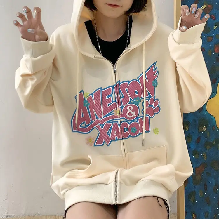 Женский свитер с длинным рукавом, на молнии, с надписью 
Женский свитер с длинным рукавом, на молнии, с надписью