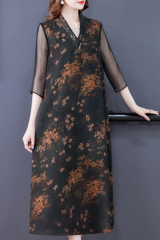 COIGARSAM 4XL Plus Size Fashion Patchwork Women Long dress New Summer Vintage Print Loose Dresses 5109 
COIGARSAM 4XL Plus Size Fashion Patchwork Women Long dress New Summer Vintage Print Loose Dresses 5109