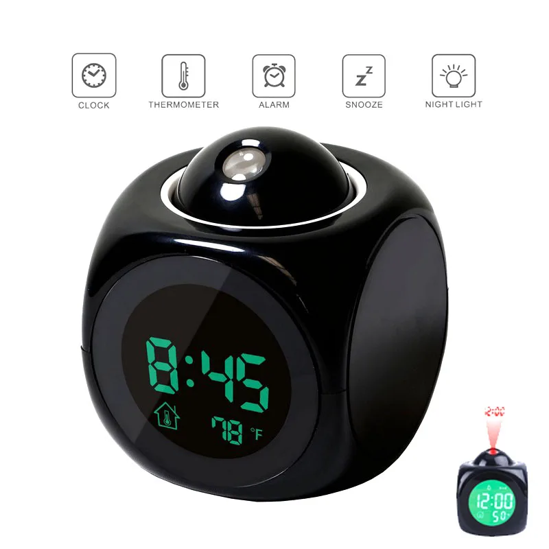 Digital Alarm Clock LED Projector Temperature Thermometer Desk Time Date Display Projection Calendar USB Charger Table Clock
Digital Alarm Clock LED Projector Temperature Thermometer Desk Time Date Display Projection Calendar USB Charger Table Clock