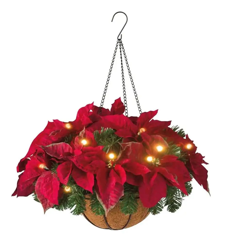 Christmas Hanging Basket Decorations with LED String Lights Garland Plants Pinecone Wreaths Ornament Indoor Outdoor Garden Porch
Christmas Hanging Basket Decorations with LED String Lights Garland Plants Pinecone Wreaths Ornament Indoor Outdoor Garden Porch