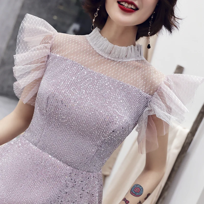 Shiny Sequin Banquet Dress For Women CR355 High Collar Formal Prom Dresses Short Sleeve Elegant Gown Patchwork A-Line Vestidos
Shiny Sequin Banquet Dress For Women CR355 High Collar Formal Prom Dresses Short Sleeve Elegant Gown Patchwork A-Line Vestidos