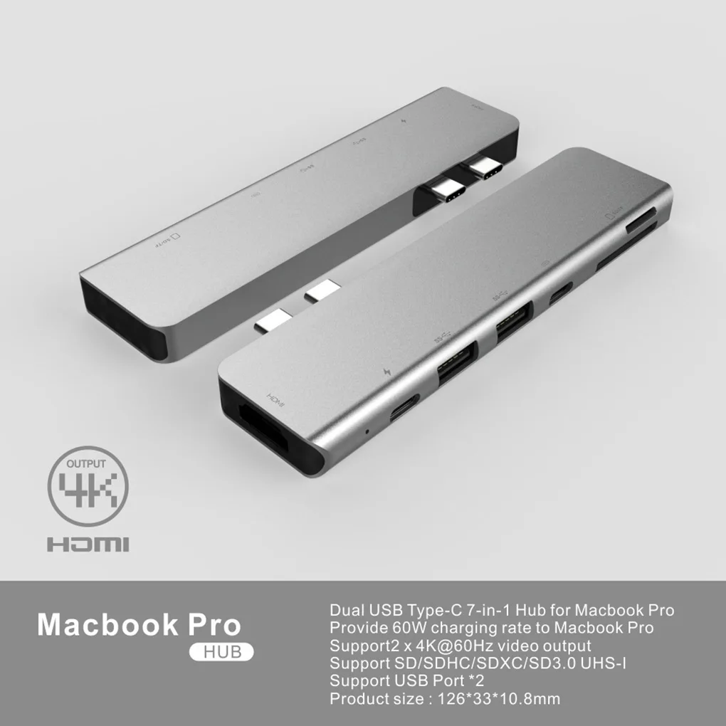 7 in 1 TYPE-C USB 3.0 Hub 4K HD Adapter Laptop PD USB-C Hub Dock SD TF Micro Card Reader Adapter Slot
7 in 1 TYPE-C USB 3.0 Hub 4K HD Adapter Laptop PD USB-C Hub Dock SD TF Micro Card Reader Adapter Slot