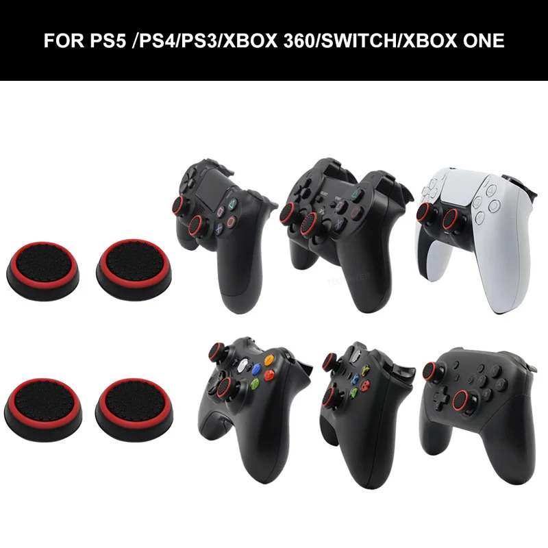 

4pcs Silicone Analog ThumbStick Grips Cover For PS5/PS4/PS3 Controller Joystick Caps For Xbox One/Xbox 360 Gamepad Accessories