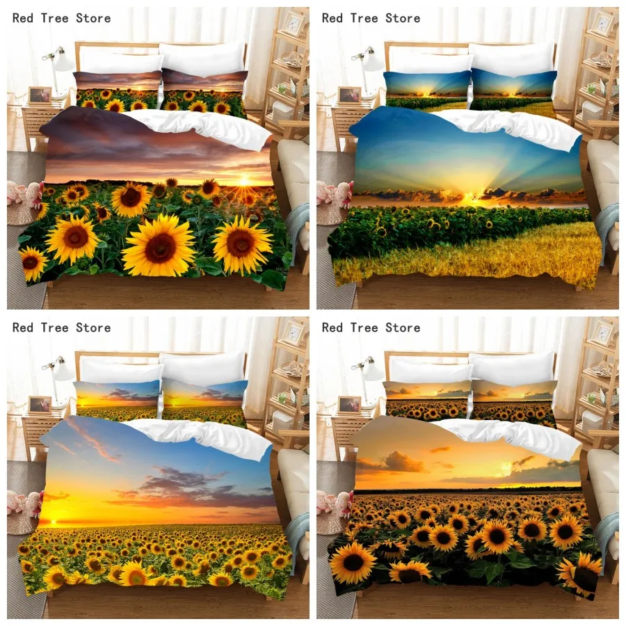 Комплект постельного белья с подсолнухами, с 3D рисунком растений, пододеяльник без простыни, домашний текстиль, Королевский размер 
Комплект постельного белья с подсолнухами, с 3D рисунком растений, пододеяльник без простыни, домашний текстиль, Королевский размер