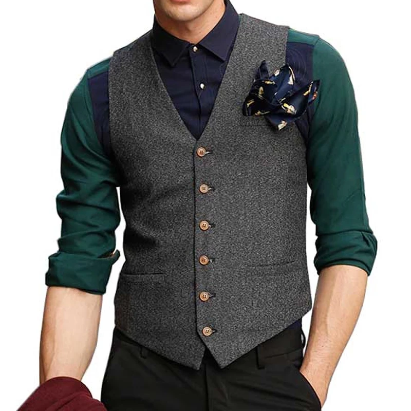 Men's Tweed Vest V Neck Single Breasted Gray One Piece For Wedding Prom Casual Waistcoat Man Suit Waist Coat Clothing 2021
Men's Tweed Vest V Neck Single Breasted Gray One Piece For Wedding Prom Casual Waistcoat Man Suit Waist Coat Clothing 2021