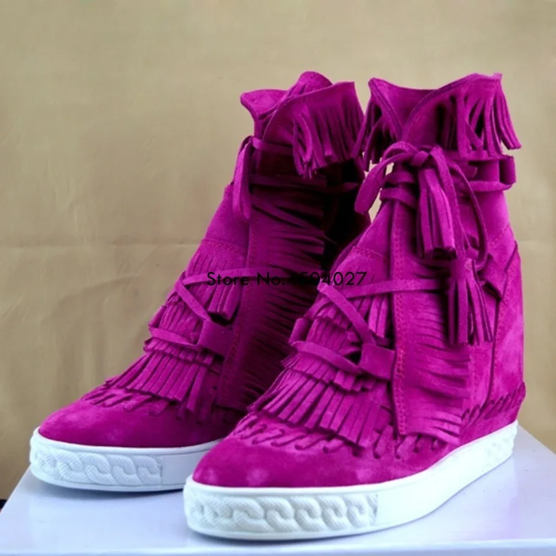 Size 35-41 Wedge Short Boots Women Autumn Height increasing Boot Fashion Lace Up Fringe Chic Boots Ladies Shoes 
Size 35-41 Wedge Short Boots Women Autumn Height increasing Boot Fashion Lace Up Fringe Chic Boots Ladies Shoes