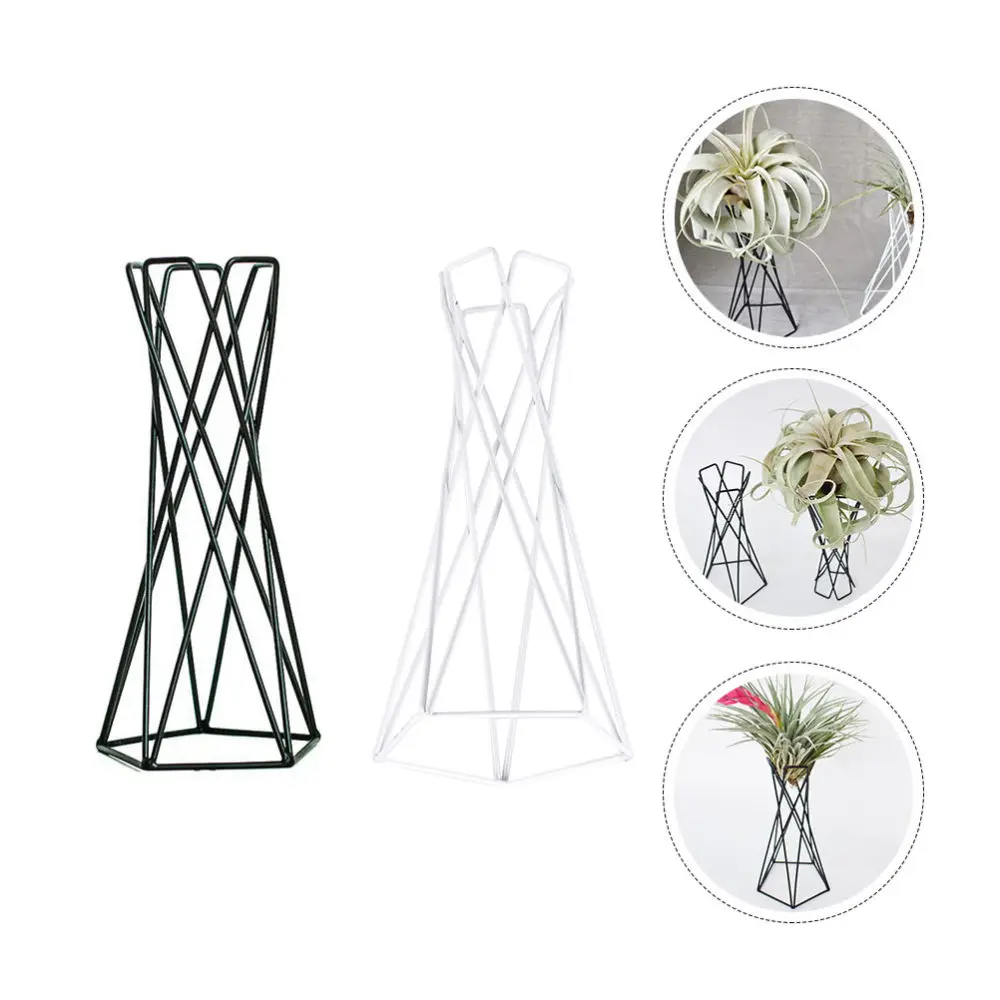 2Pcs Simple Air Plant Holder Stylish Office Plant Rack Flower Arrangement Stand