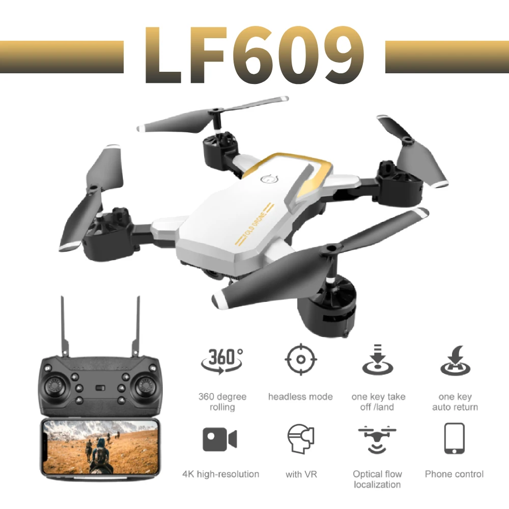 RC Quadcopter LF609 Drone 4K HD широкоугольная двойная камера оптический поток wi fi FPV складной