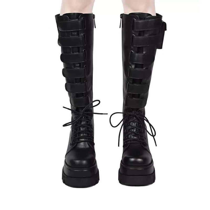 Женские высокие сапоги до колена, на застежке-липучке, со шнуровкой, на толстой подошве и молнии, мотоциклетные сапоги на платформе, крутая ж... 
Женские высокие сапоги до колена, на застежке-липучке, со шнуровкой, на толстой подошве и молнии, мотоциклетные сапоги на платформе, крутая ж...