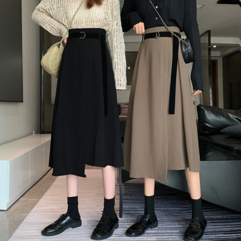 Solid Skirts Women Mid-calf High Waist Friends Korean Style Elegant College Spring Autumn All-match Jupe Mujer Faldas Female 
Solid Skirts Women Mid-calf High Waist Friends Korean Style Elegant College Spring Autumn All-match Jupe Mujer Faldas Female
