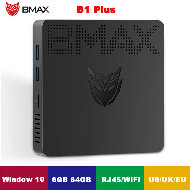 Настольный мини ПК BMAX B1 Plus игровой Windows 10 Intel Celeron N3350 6 ГБ 64 Гб Двухъядерный HD Graphics 500