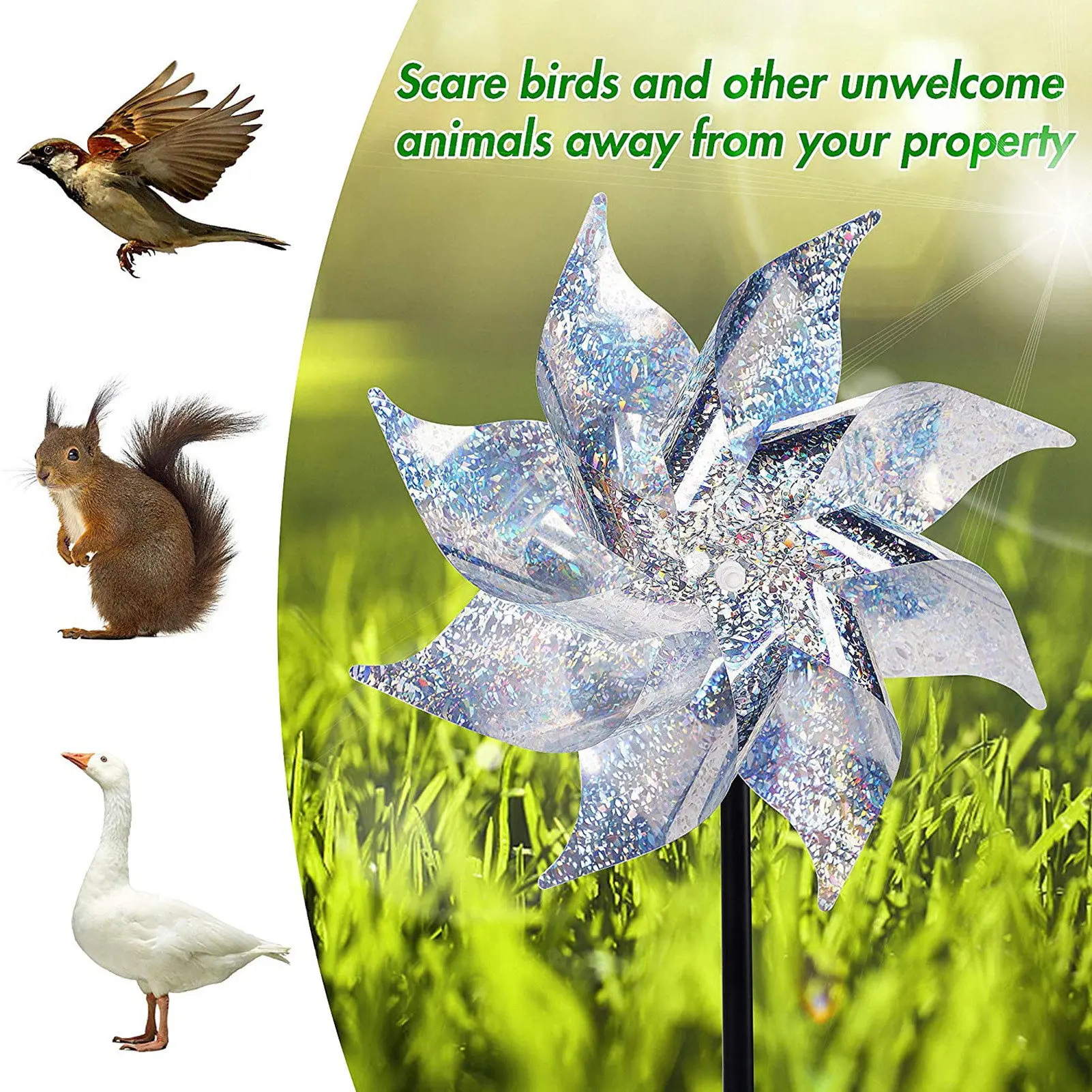 10pcs Bird Repeller Pinwheels Reflective Sparkly Bird Deterren Windmill Protect Garden Plant Flower Garden Lawn Decoration
10pcs Bird Repeller Pinwheels Reflective Sparkly Bird Deterren Windmill Protect Garden Plant Flower Garden Lawn Decoration