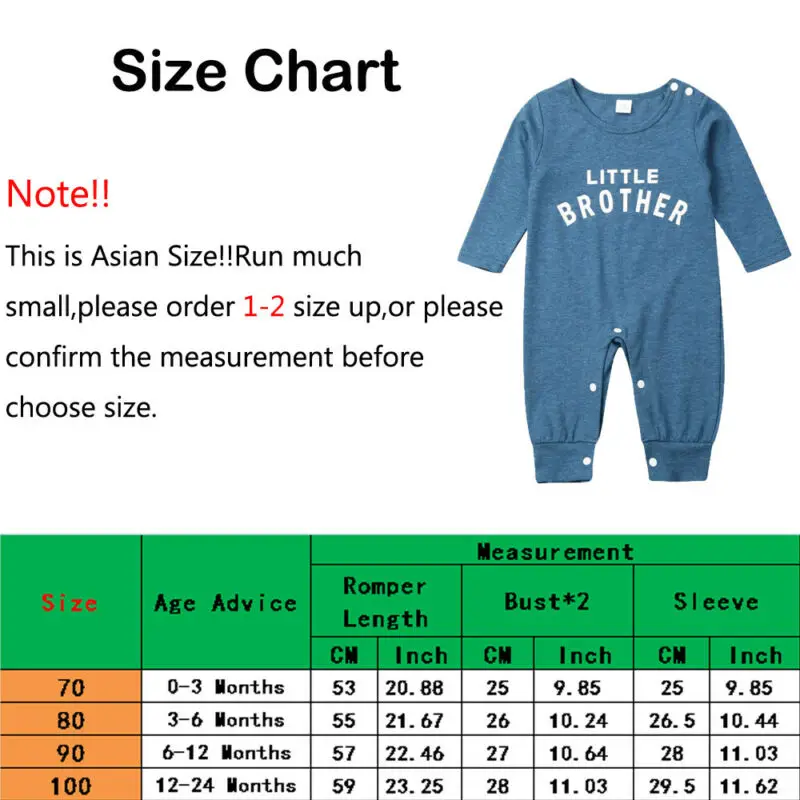Pudcoco 2021 Newborn Baby Boy Long Sleeve Little Brother Romper Jumpsuit One-Piece Clothes |