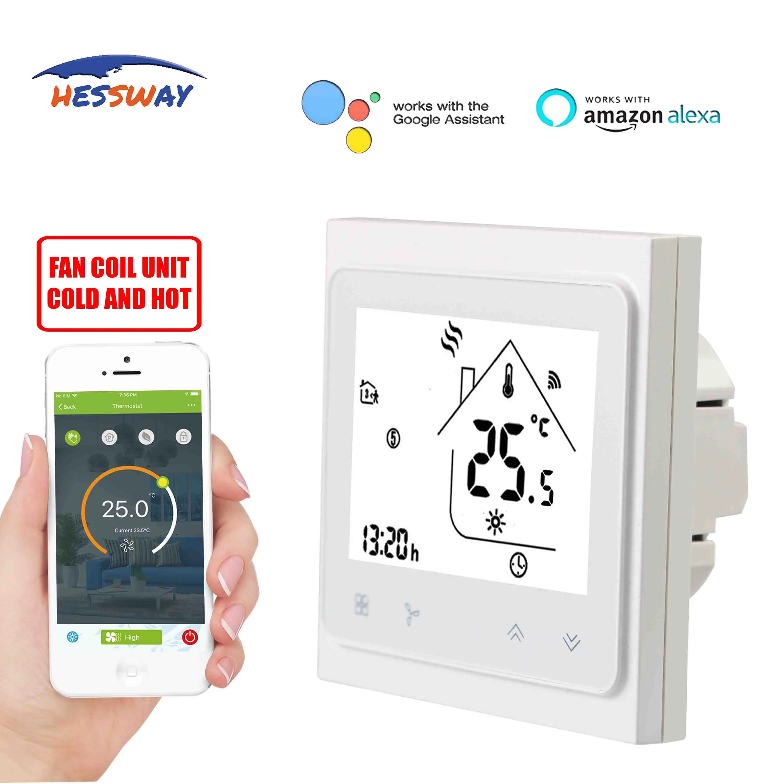HESSWAY TUYA 95VAC для 250VAC комнатный термостат WI FI Температура контроллер с ЖК дисплеем 2