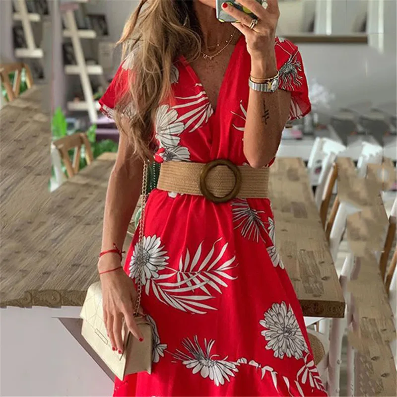 Summer Dress Women Red Yellow Print 2021 New Fashion Europe and America Streetwear Plus Size Beach Maxi Dresses Vestidos N841
Summer Dress Women Red Yellow Print 2021 New Fashion Europe and America Streetwear Plus Size Beach Maxi Dresses Vestidos N841