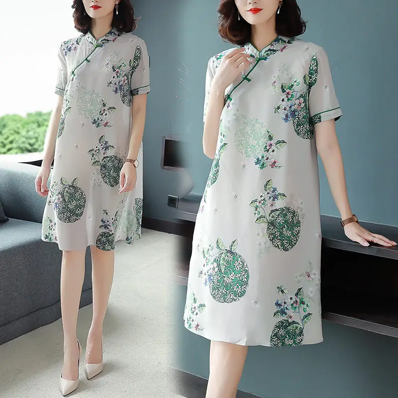 2020 Summer Women's Clothes Large Size Loose Temperament Improved Cheongsam Dress Short Sleeve Fashion Retro Qipao Dress K351
2020 Summer Women's Clothes Large Size Loose Temperament Improved Cheongsam Dress Short Sleeve Fashion Retro Qipao Dress K351