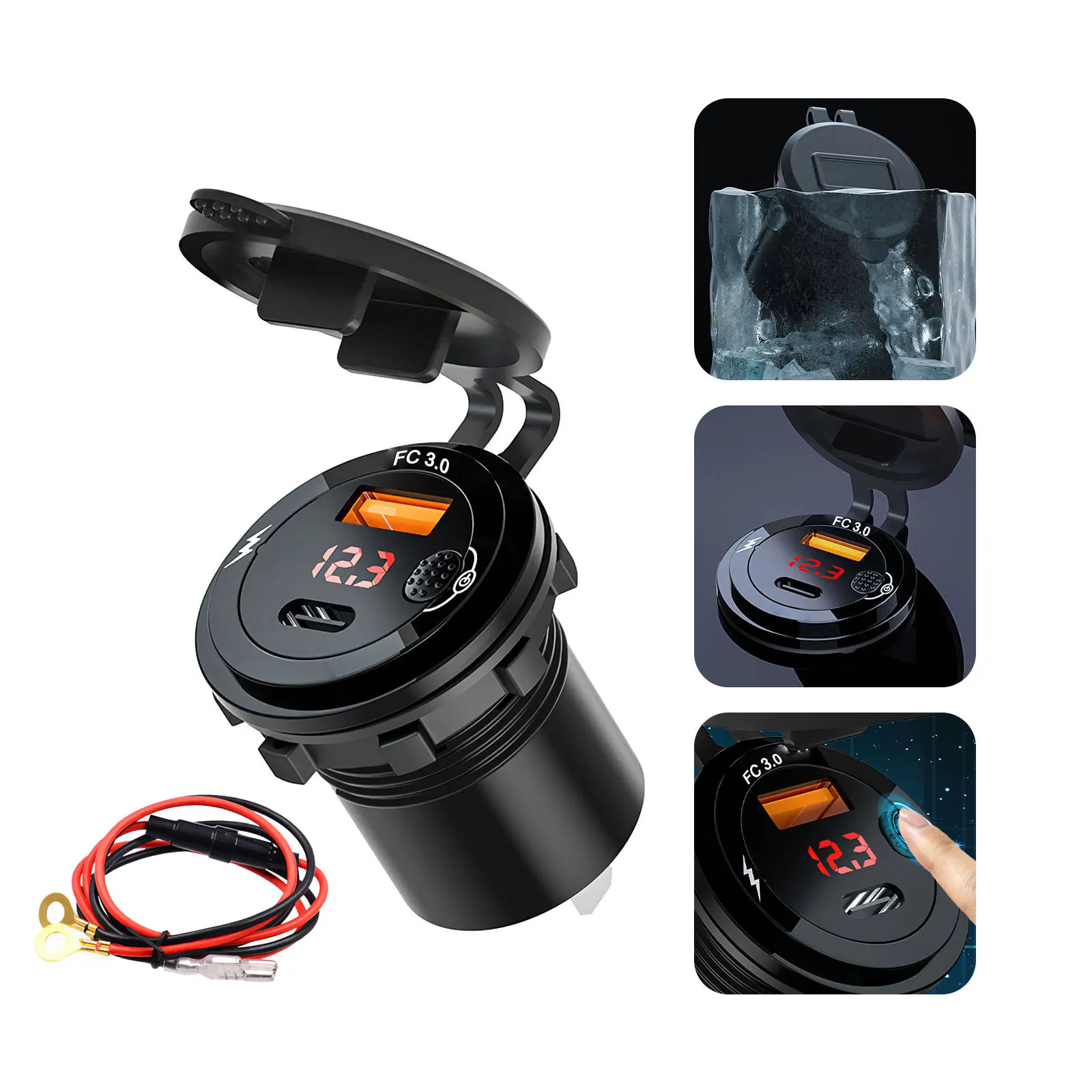 Автомобильное зарядное устройство со светодиодным цифровым дисплеем, USB + Type-C
Автомобильное зарядное устройство со светодиодным цифровым дисплеем, USB + Type-C