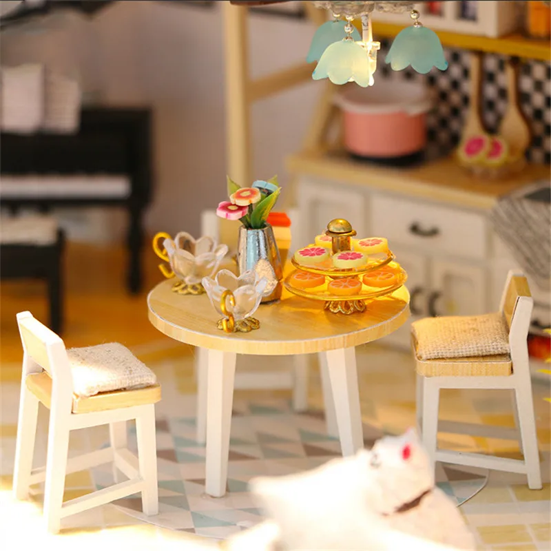 DIY деревянный кукольный домик дом Миниатюрный вилла с мебели игрушка-подарок для