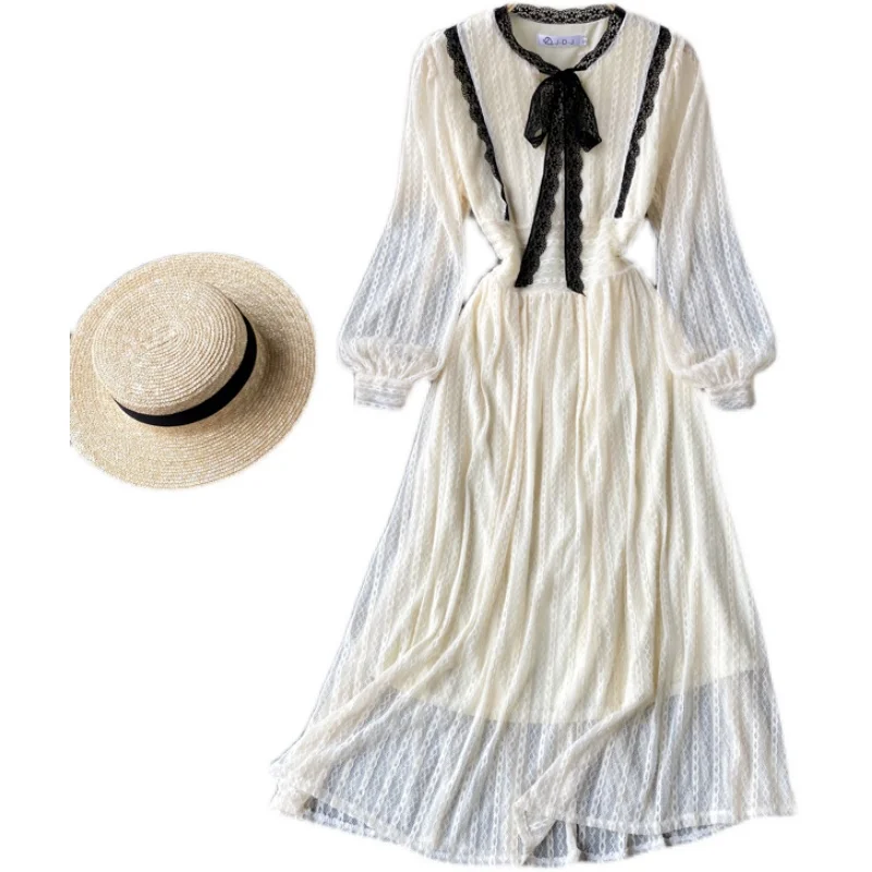 Chic gentle dress women's spring 2021 new sweet lace contrast stitching French fairy dress
Chic gentle dress women's spring 2021 new sweet lace contrast stitching French fairy dress