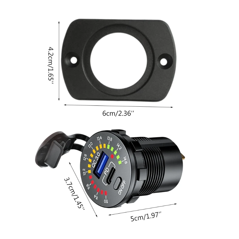 3.0 Dual USB Charger Socket with ON/Off Switch Colorful Voltmeter & Wire Fuse DIY Kit, 12V 36W USB Outlet for Marine
3.0 Dual USB Charger Socket with ON/Off Switch Colorful Voltmeter & Wire Fuse DIY Kit, 12V 36W USB Outlet for Marine