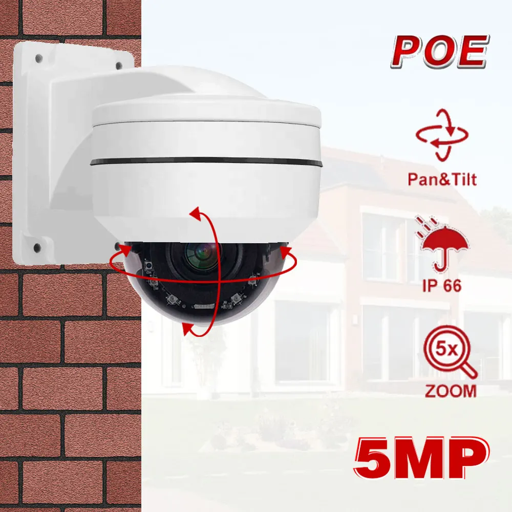 POE PTZ Camera Outdoor Metal Mini 5MP Home Security IP Camera 5X Optical Zoom Speed Dome Camera P2P Support Hikvision Protocl
POE PTZ Camera Outdoor Metal Mini 5MP Home Security IP Camera 5X Optical Zoom Speed Dome Camera P2P Support Hikvision Protocl