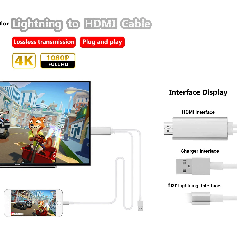 Для Lightning-HDMI кабель HDTV TV цифровой av-адаптер 2 м USB HDMI 1080P смарт-конвертер для Apple IPhone