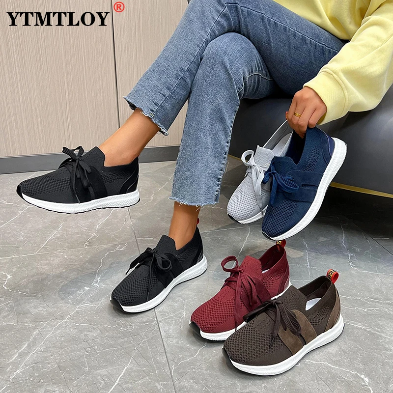

High Quality Loafers Woman Lace Up Casual Flat Femme White Breathable Mules Comfy Walk Ladies Flat Shoes Mesh Platforms
