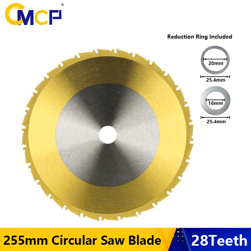 

CMCP 255mm Circualr Saw Blade 255x25.4x28T TCT Cutting Tool Titanium Coated Wood Cutting Disc Carbide Tipped Saw Blades