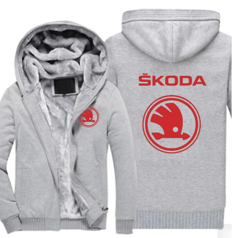 Новинка 2019 мужская зимняя куртка с капюшоном на молнии логотипом Skoda Car модная в