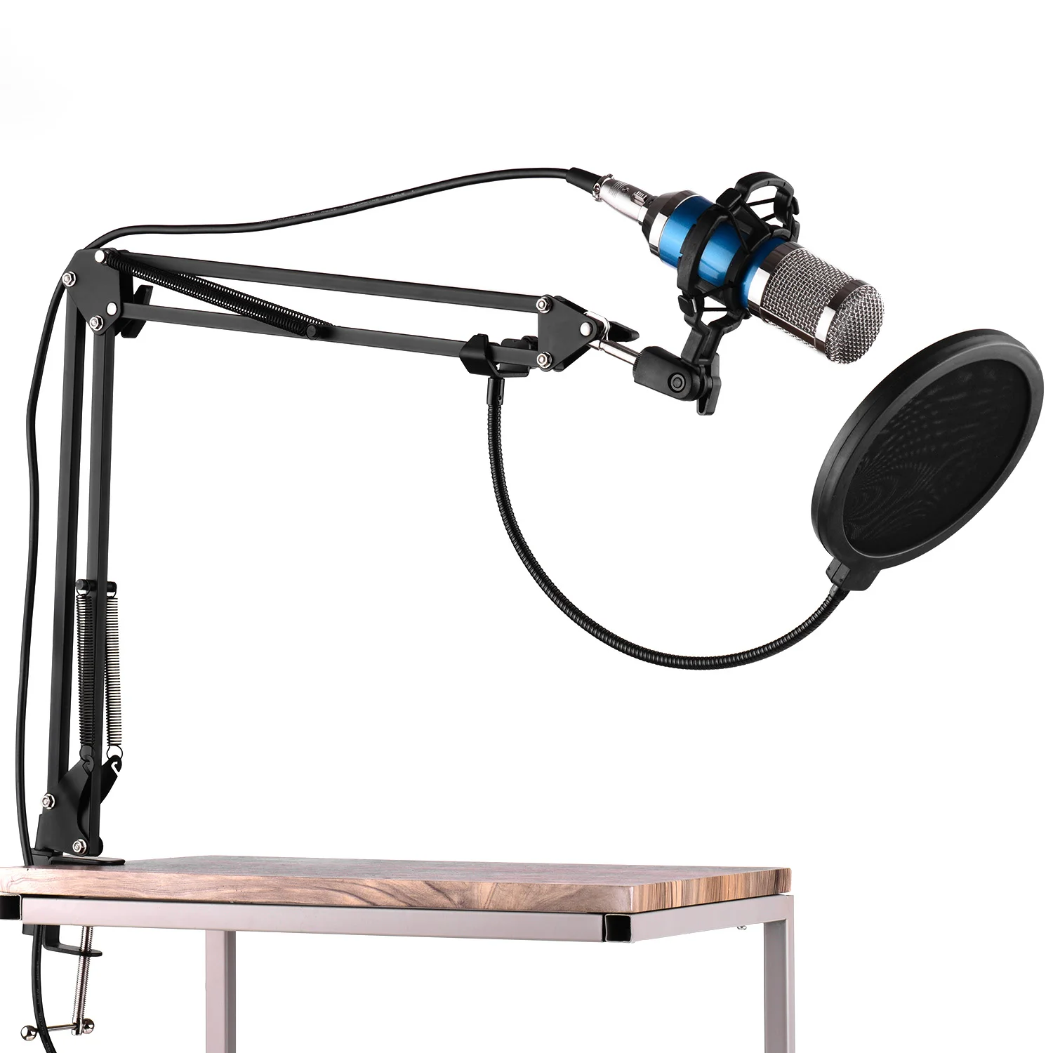 

Microphone Kit with Mic Windscreen+Shock Mount+Adjustable Suspension Scissor Arm Stand+Mounting Clamp+Pop Filter+Audio Cable