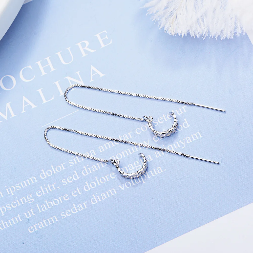 VOQ 925 Sterling Silver Simple Design Semicircle Earrings Long Tassel Chain Earrings 
VOQ 925 Sterling Silver Simple Design Semicircle Earrings Long Tassel Chain Earrings