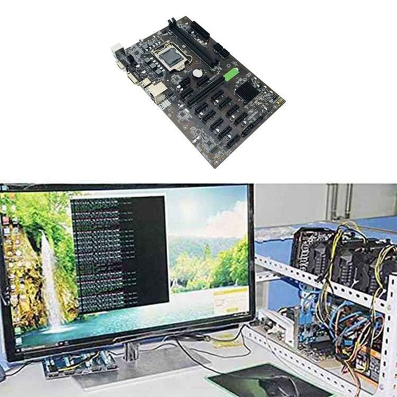 Материнская плата B250 BTC для майнинга LGA115 с DDR4 4 Гб 22133 МГц ОЗУ + сетевой кабель RJ45 SATA