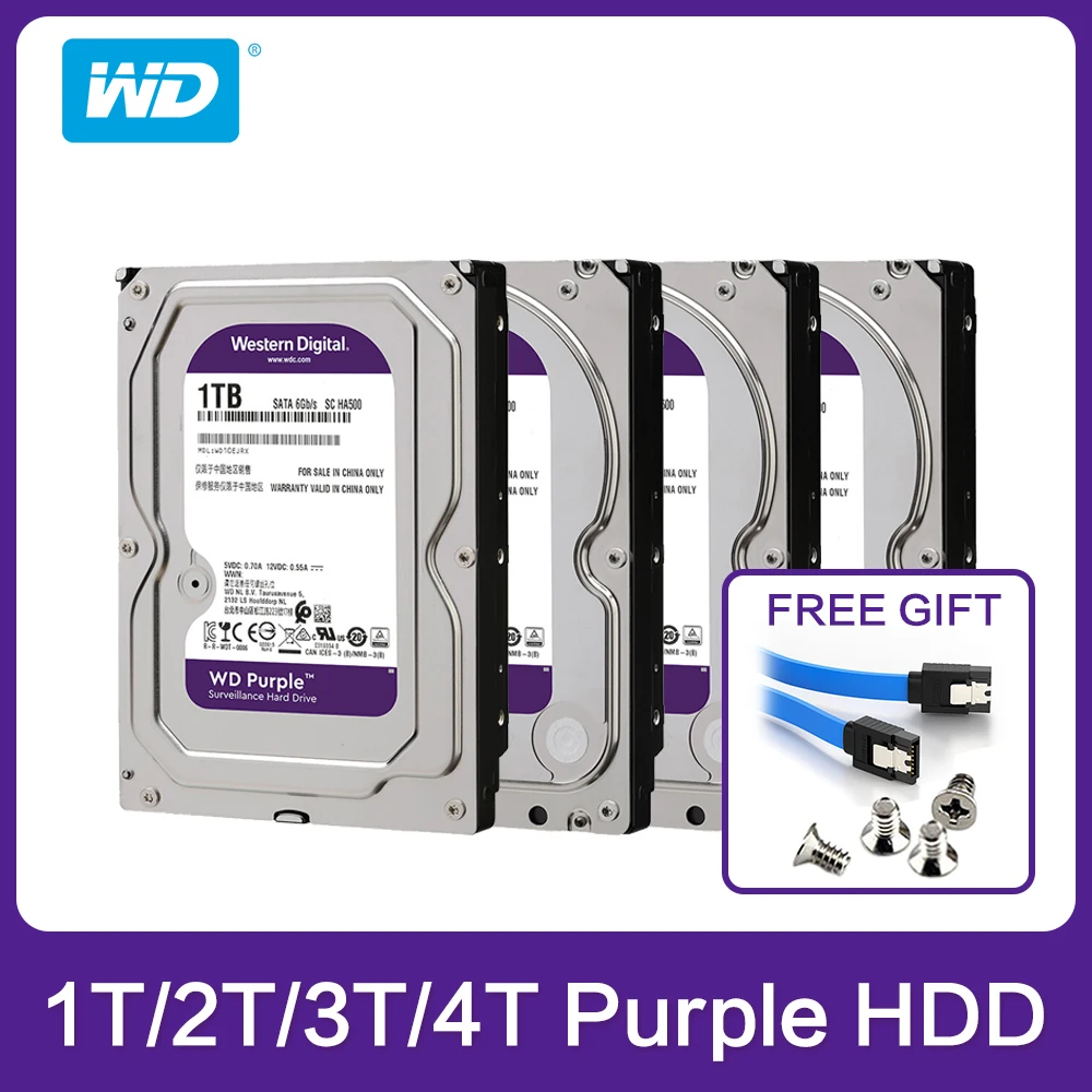 

Новый жесткий диск Western Digital WD фиолетовый HDD 1TB-8TSATA 6,0 ГБ/сек. 3,5 "SSD жесткий диск для видеонаблюдения Камера AHD DVR IP NVR