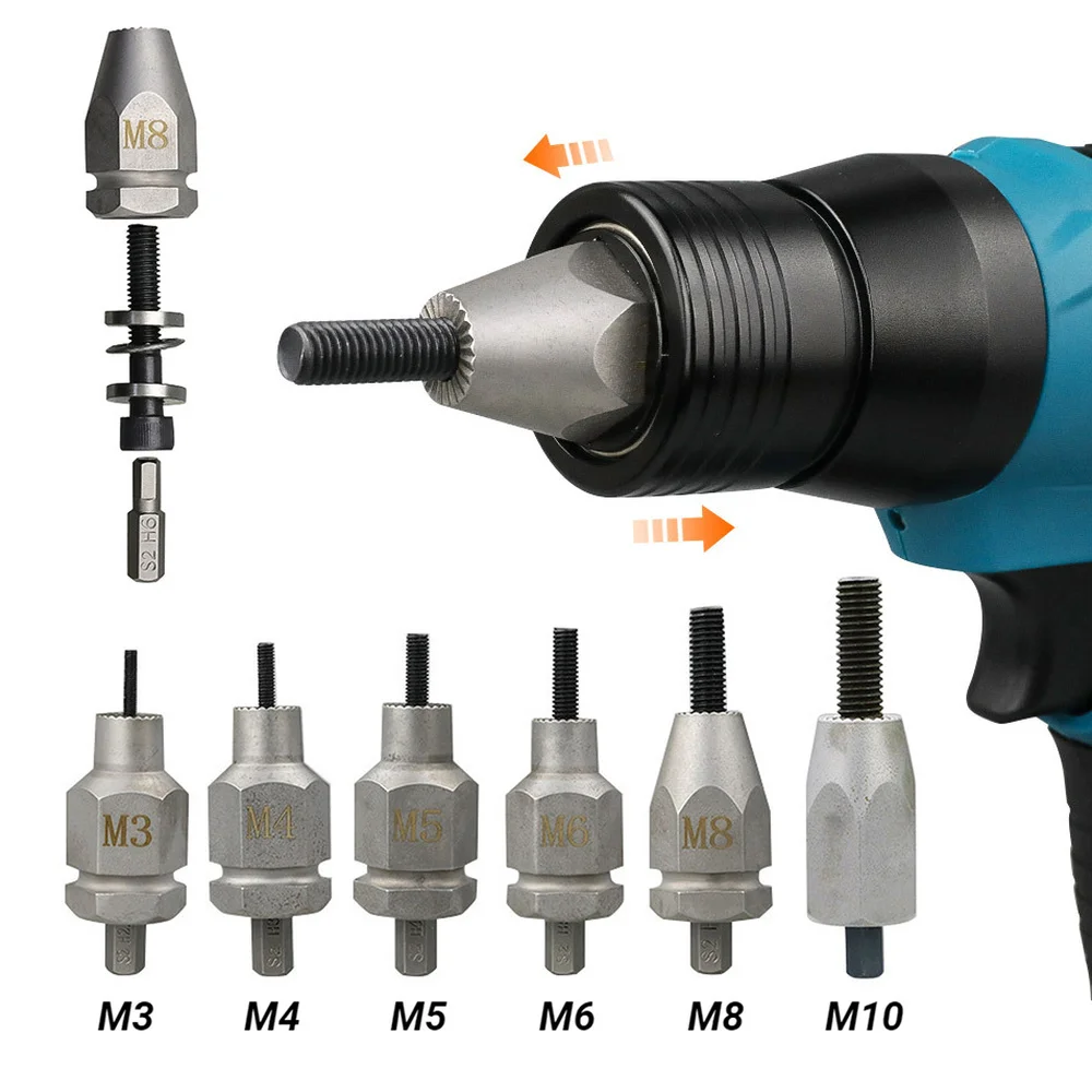 Electric Rivet Nut Gun Adapter M3/M4/M5/M6/M8/M10 For Electric Pneumatic Rivet Gun Tool Accessories Rivet Head With 5pcs-Tie Rod
Electric Rivet Nut Gun Adapter M3/M4/M5/M6/M8/M10 For Electric Pneumatic Rivet Gun Tool Accessories Rivet Head With 5pcs-Tie Rod