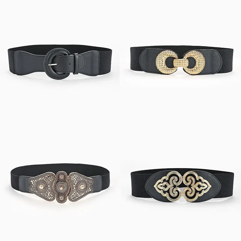Fashion Retro Palace Carved Buckle Women Elastic Wide Belt Black Waist Seal Lady Dress Coat Sweater Decoration Waistband 2021 
Fashion Retro Palace Carved Buckle Women Elastic Wide Belt Black Waist Seal Lady Dress Coat Sweater Decoration Waistband 2021