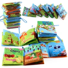 Baby Cloth Book Infant Fruits Animals Cognize Puzzle Book Toys Kids Early Learning Educational Fabric Books 0-12 Monthes игрушк