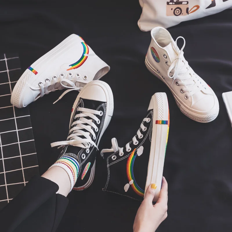 Women's Fashion 2020 Vulcanized Shoes Woman Sneakers New Rainbow Retro Canvas Shoes Flat Fashion Comfortable High Shoes Women
Women's Fashion 2020 Vulcanized Shoes Woman Sneakers New Rainbow Retro Canvas Shoes Flat Fashion Comfortable High Shoes Women