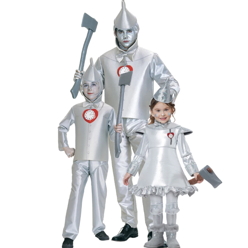 

Whole Family Children's Kindergarten Tin Man Cosplay Parent-Child Uniforms Halloween Costumes For Women Men Girls and Boys
