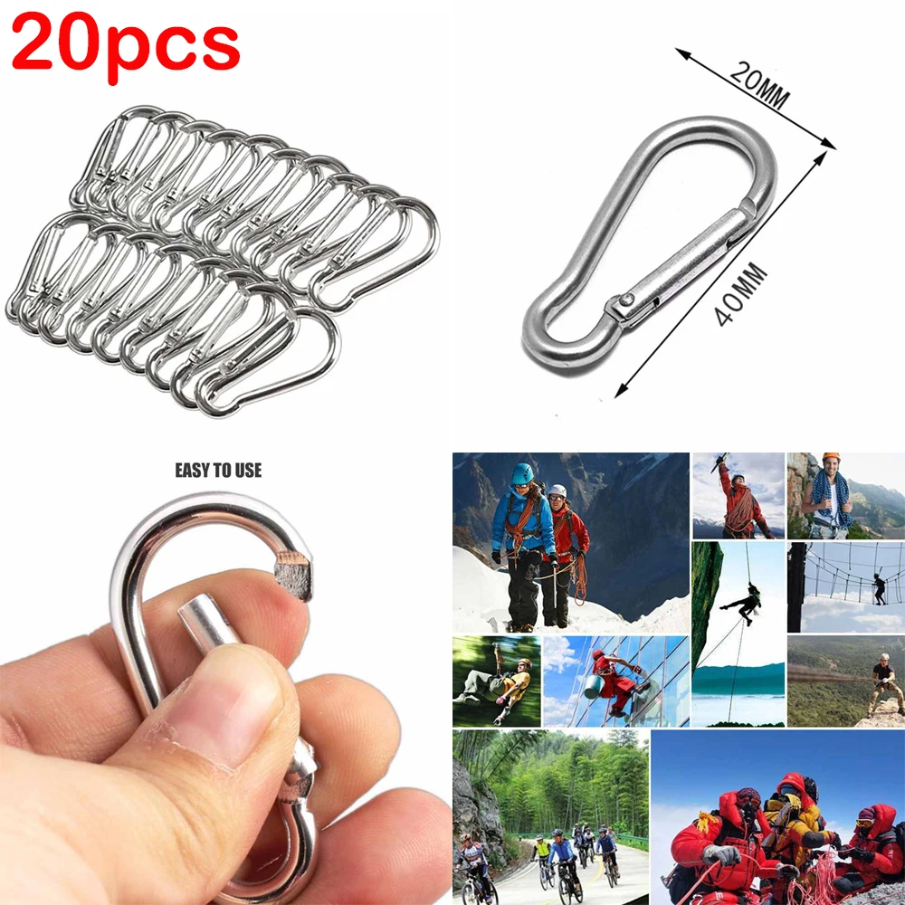 20Pcs Mini Alloy Spring Carabiner Snap Hook Carabiner Clip Keychain EDC Survival Outdoor Camping Tools Silver Size 40*20*3.6mm
20Pcs Mini Alloy Spring Carabiner Snap Hook Carabiner Clip Keychain EDC Survival Outdoor Camping Tools Silver Size 40*20*3.6mm