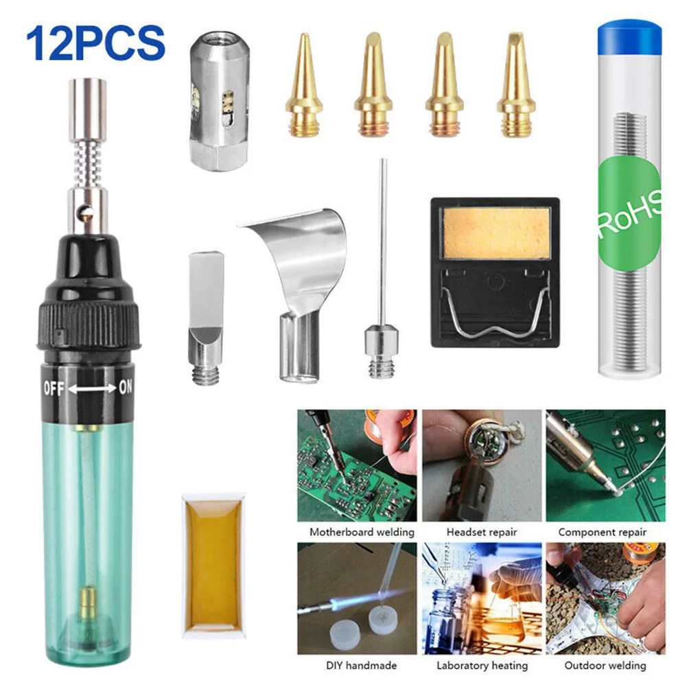 12pcs Portable Butane Gas Soldering Iron Set Welding Kit Torch Welder MT-100 Electric Gas Soldering Iron Welding Soldering Iron
12pcs Portable Butane Gas Soldering Iron Set Welding Kit Torch Welder MT-100 Electric Gas Soldering Iron Welding Soldering Iron