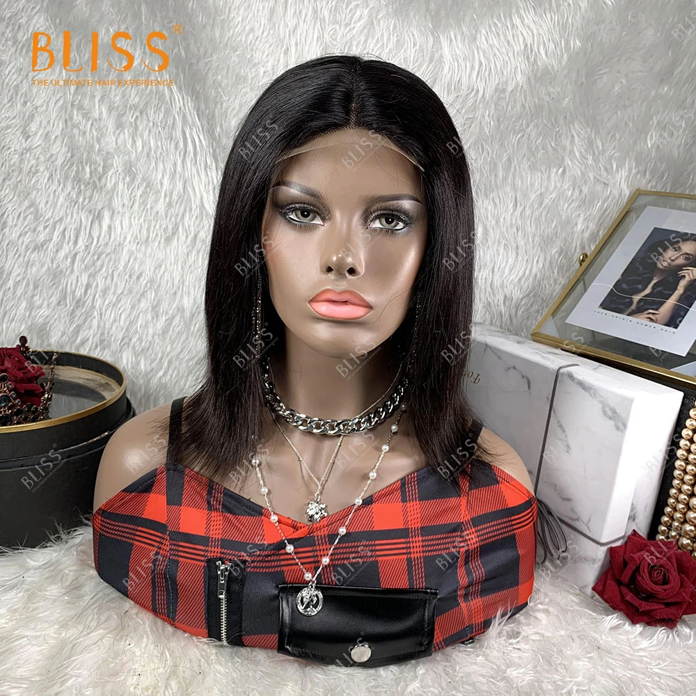 

BLISS Straight Lace Closure Wigs 4X4 Real Human Hair Central Part Natural Dark Lace Frontal Human Hair Wigs For Women 22 inches