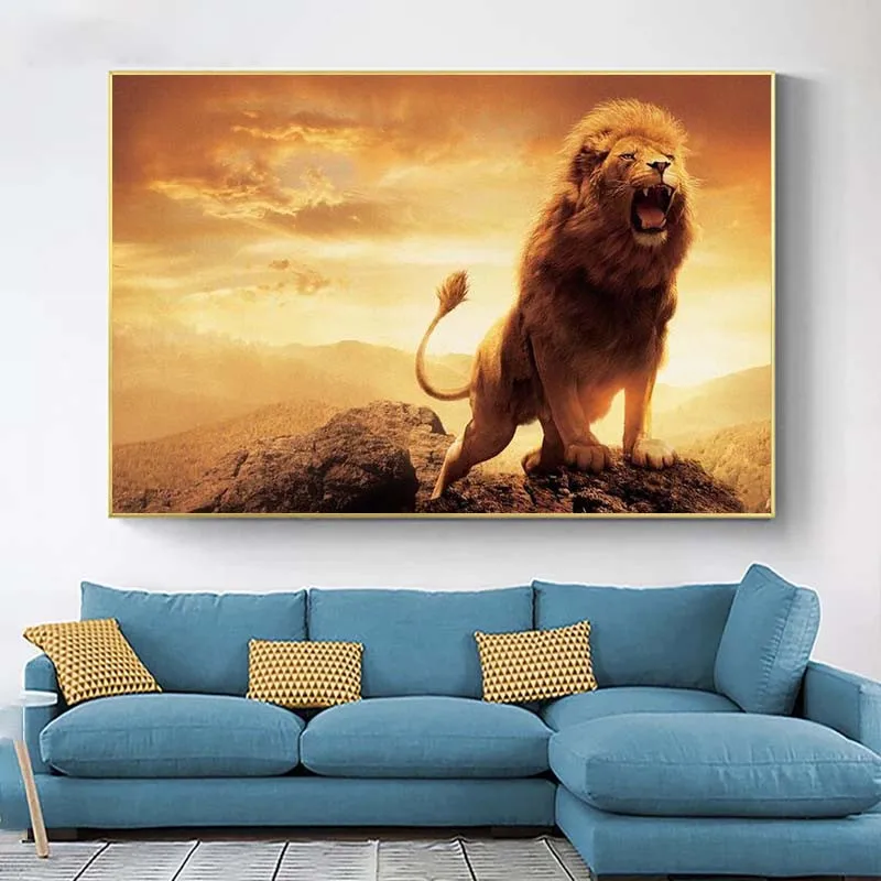 

African Wild Lion Wall Art Canvas Posters And Prints Roaring Lion Canvas Paintings on the Wall Decor Animals Art Pictures Cuadro