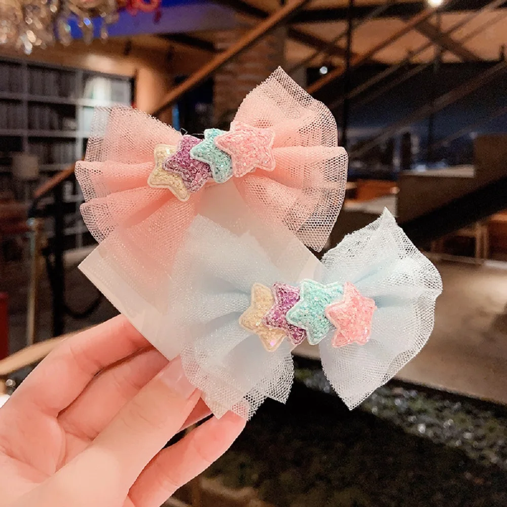 2Pcs/Set Cute Bright Cartoon Star Hair Clips Mesh Bows Hairpins For Girls Kids Lovely Barrettes Children Hair Accessories
2Pcs/Set Cute Bright Cartoon Star Hair Clips Mesh Bows Hairpins For Girls Kids Lovely Barrettes Children Hair Accessories