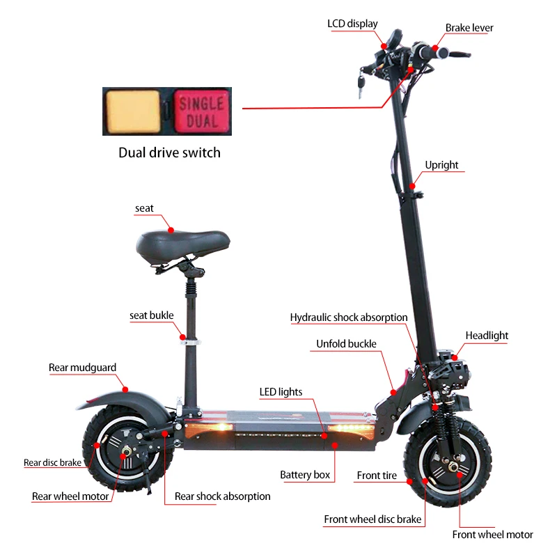 JSX900 Electric Scooter for Adults 2 Wheels 48V 800W/1000W High Power Foldable Portable E-scooter Max Speed 60km/h Li-Battery
JSX900 Electric Scooter for Adults 2 Wheels 48V 800W/1000W High Power Foldable Portable E-scooter Max Speed 60km/h Li-Battery